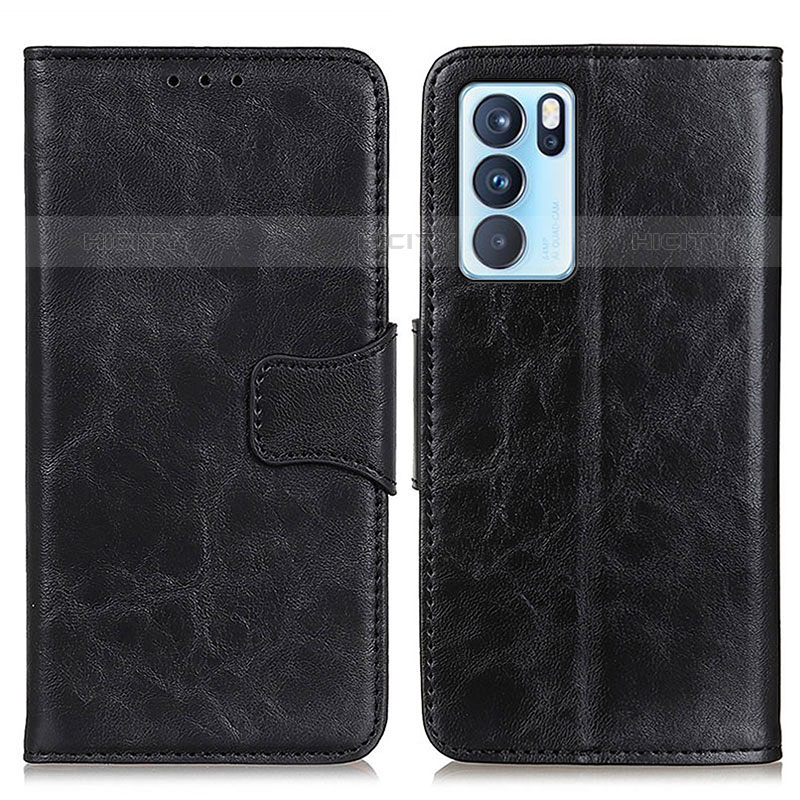 Coque Portefeuille Livre Cuir Etui Clapet M02L pour Oppo Reno6 Pro 5G India Noir Plus