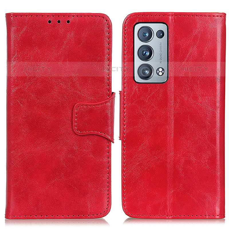 Coque Portefeuille Livre Cuir Etui Clapet M02L pour Oppo Reno6 Pro+ Plus 5G Rouge Plus