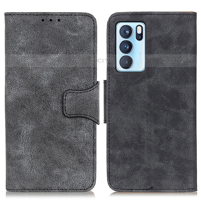 Coque Portefeuille Livre Cuir Etui Clapet M03L pour Oppo Reno6 Pro 5G India Noir Plus