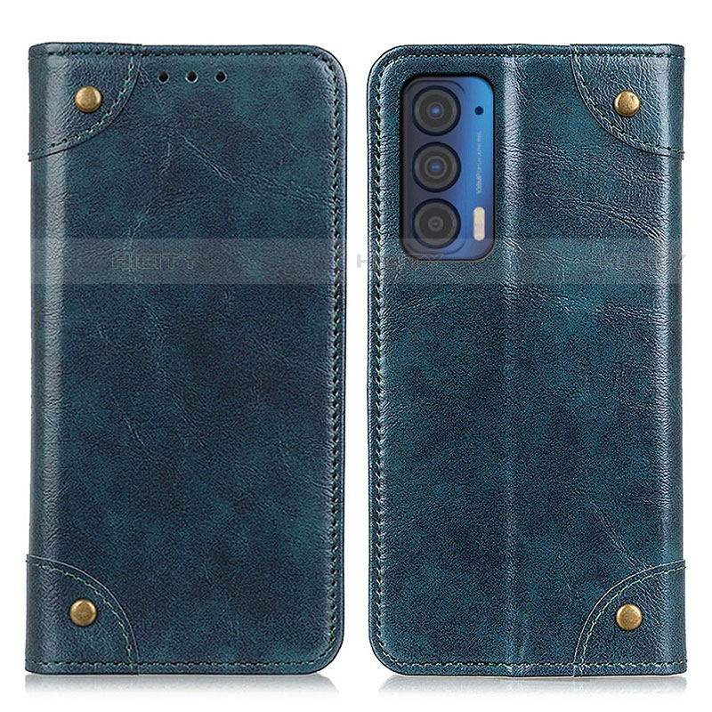 Coque Portefeuille Livre Cuir Etui Clapet M04L pour Motorola Moto Edge (2021) 5G Bleu Plus