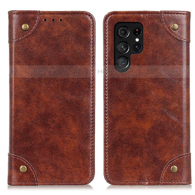 Coque Portefeuille Livre Cuir Etui Clapet M04L pour Samsung Galaxy S23 Ultra 5G Marron Plus