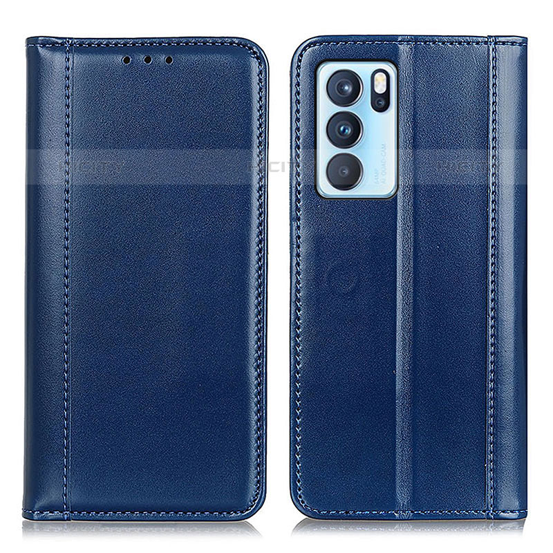 Coque Portefeuille Livre Cuir Etui Clapet M05L pour Oppo Reno6 Pro 5G India Bleu Plus