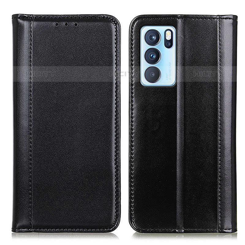 Coque Portefeuille Livre Cuir Etui Clapet M05L pour Oppo Reno6 Pro 5G India Noir Plus