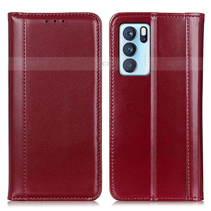 Coque Portefeuille Livre Cuir Etui Clapet M05L pour Oppo Reno6 Pro 5G India Rouge Plus