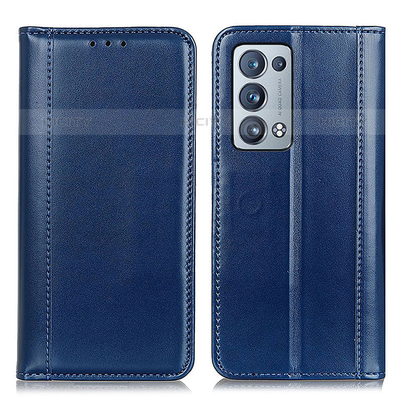 Coque Portefeuille Livre Cuir Etui Clapet M05L pour Oppo Reno6 Pro+ Plus 5G Bleu Plus