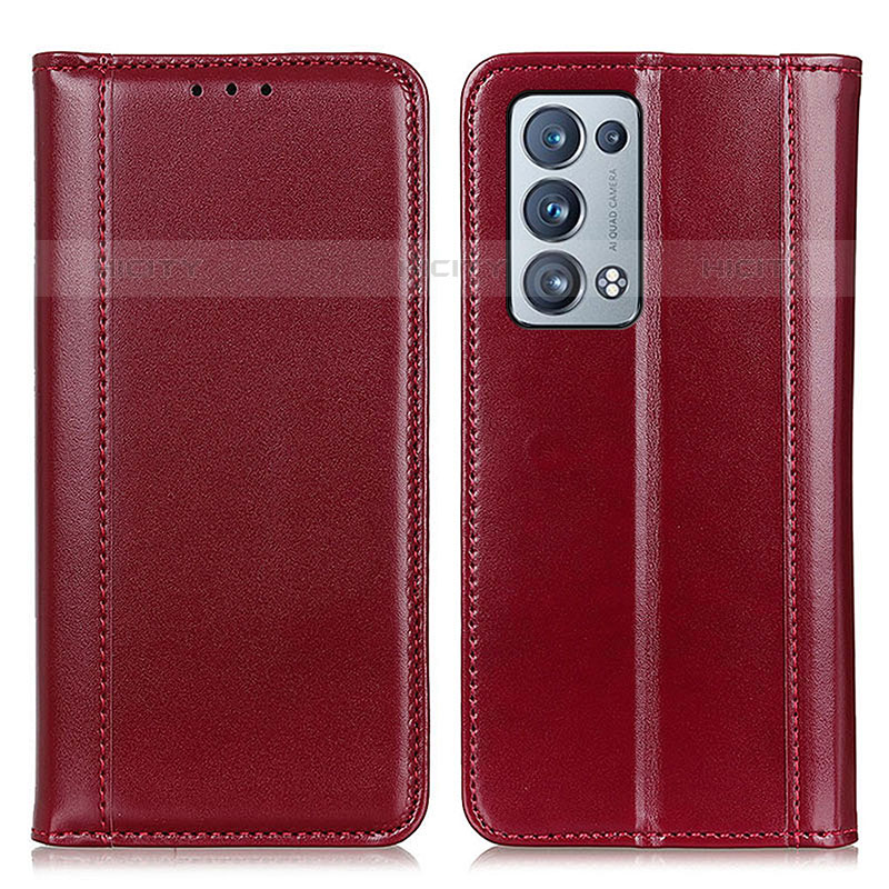 Coque Portefeuille Livre Cuir Etui Clapet M05L pour Oppo Reno6 Pro+ Plus 5G Rouge Plus