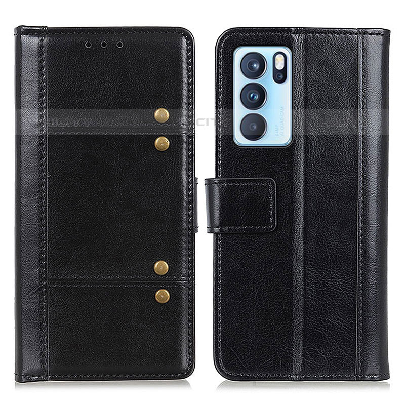 Coque Portefeuille Livre Cuir Etui Clapet M06L pour Oppo Reno6 Pro 5G India Noir Plus