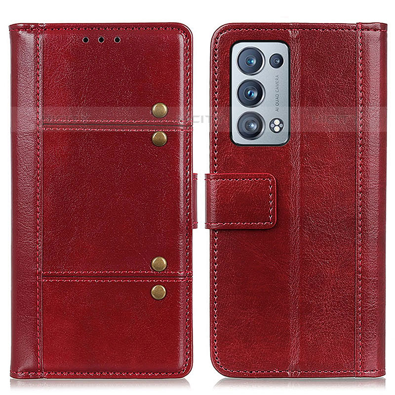 Coque Portefeuille Livre Cuir Etui Clapet M06L pour Oppo Reno6 Pro+ Plus 5G Rouge Plus