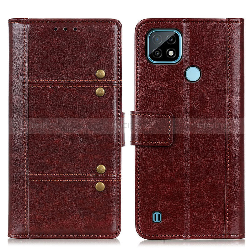 Coque Portefeuille Livre Cuir Etui Clapet M06L pour Realme C21 Marron Plus