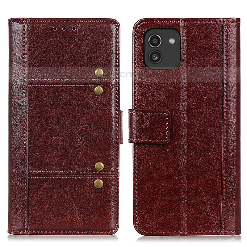 Coque Portefeuille Livre Cuir Etui Clapet M06L pour Samsung Galaxy A03 Marron Plus