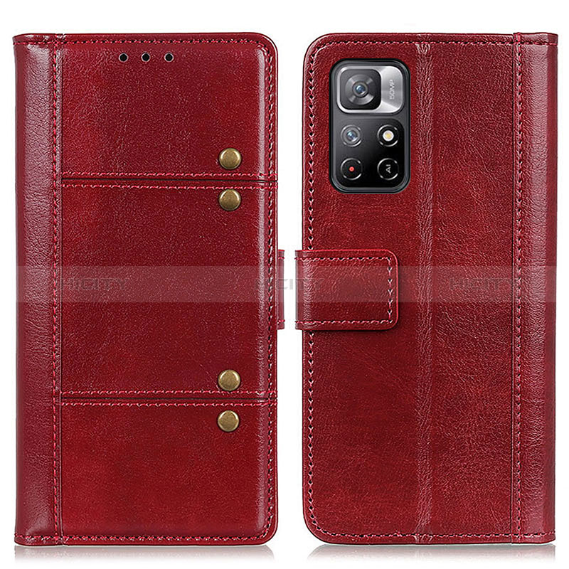 Coque Portefeuille Livre Cuir Etui Clapet M06L pour Xiaomi Redmi Note 11 5G Rouge Plus