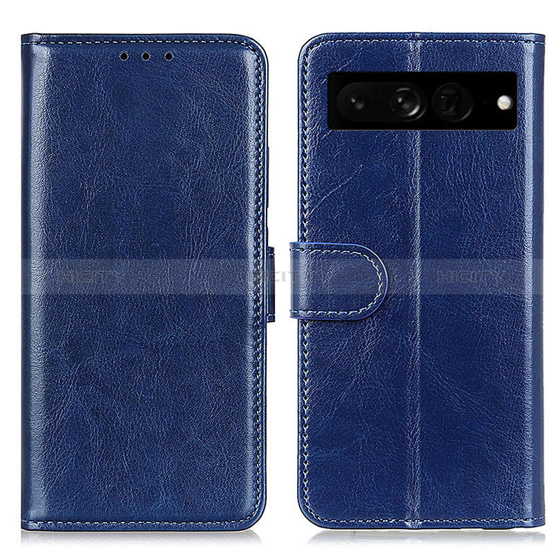 Coque Portefeuille Livre Cuir Etui Clapet M07L pour Google Pixel 7 Pro 5G Bleu Plus