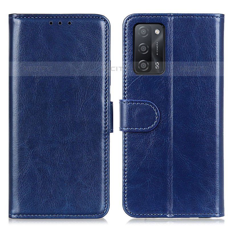 Coque Portefeuille Livre Cuir Etui Clapet M07L pour Oppo A55 5G Bleu Plus