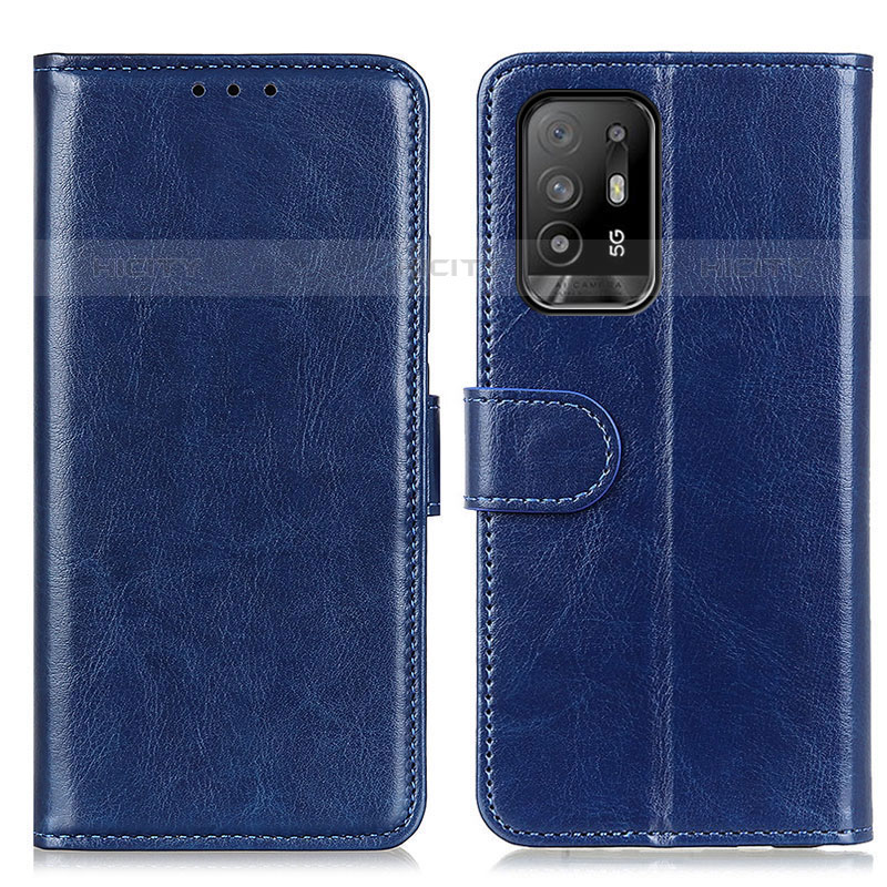 Coque Portefeuille Livre Cuir Etui Clapet M07L pour Oppo A95 5G Bleu Plus