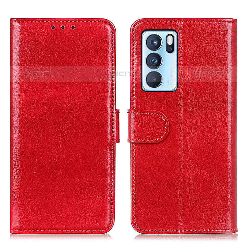 Coque Portefeuille Livre Cuir Etui Clapet M07L pour Oppo Reno6 Pro 5G India Rouge Plus