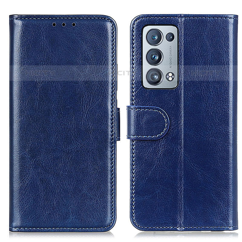 Coque Portefeuille Livre Cuir Etui Clapet M07L pour Oppo Reno6 Pro+ Plus 5G Bleu Plus