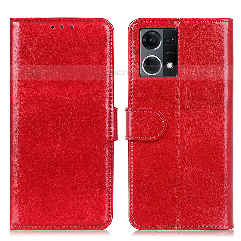 Coque Portefeuille Livre Cuir Etui Clapet M07L pour Oppo Reno7 4G Rouge Plus