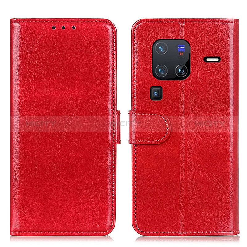 Coque Portefeuille Livre Cuir Etui Clapet M07L pour Vivo X80 Pro 5G Rouge Plus