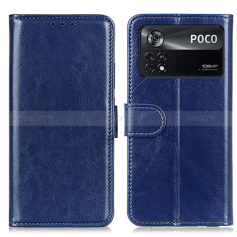 Coque Portefeuille Livre Cuir Etui Clapet M07L pour Xiaomi Poco X4 Pro 5G Bleu Plus