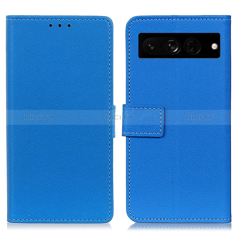 Coque Portefeuille Livre Cuir Etui Clapet M08L pour Google Pixel 7 Pro 5G Bleu Plus