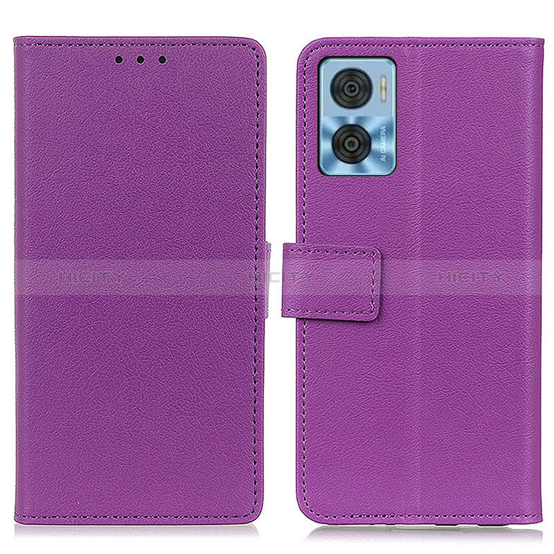 Coque Portefeuille Livre Cuir Etui Clapet M08L pour Motorola Moto E22 Violet Plus