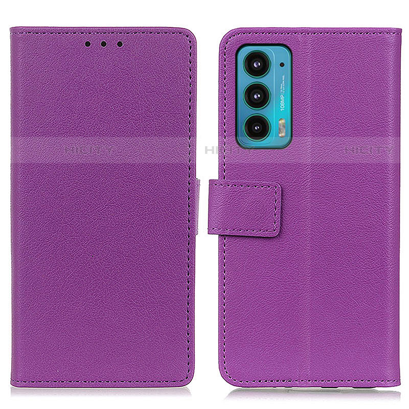 Coque Portefeuille Livre Cuir Etui Clapet M08L pour Motorola Moto Edge Lite 5G Violet Plus