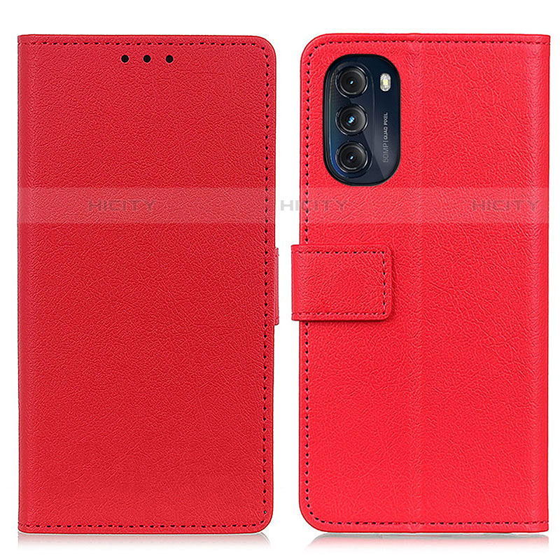 Coque Portefeuille Livre Cuir Etui Clapet M08L pour Motorola Moto G 5G (2022) Rouge Plus