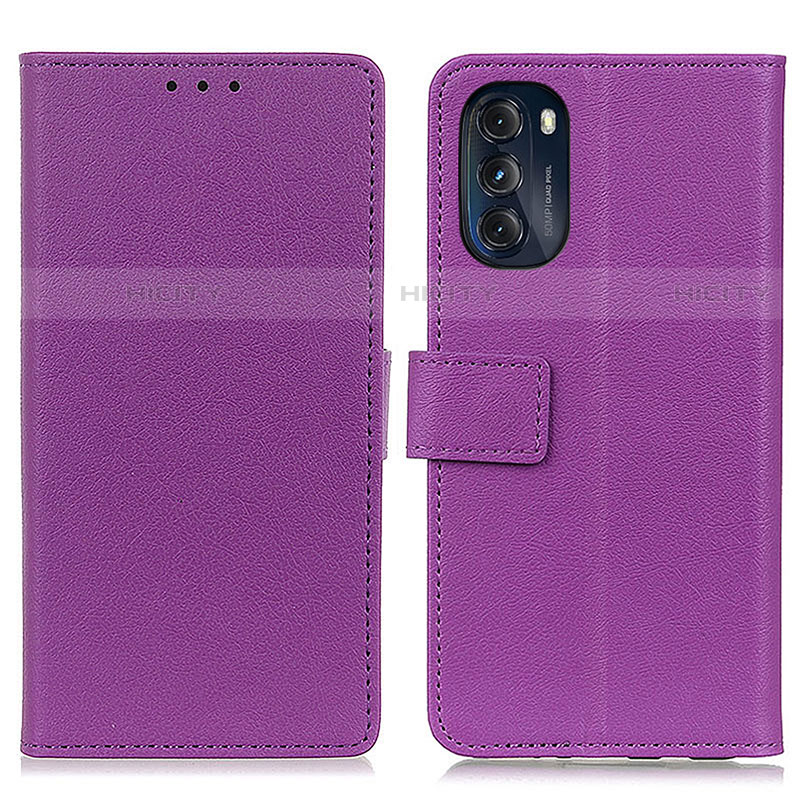 Coque Portefeuille Livre Cuir Etui Clapet M08L pour Motorola Moto G 5G (2022) Violet Plus