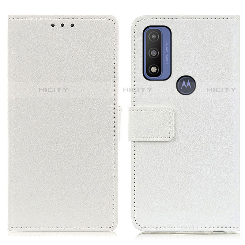 Coque Portefeuille Livre Cuir Etui Clapet M08L pour Motorola Moto G Pure Blanc Plus