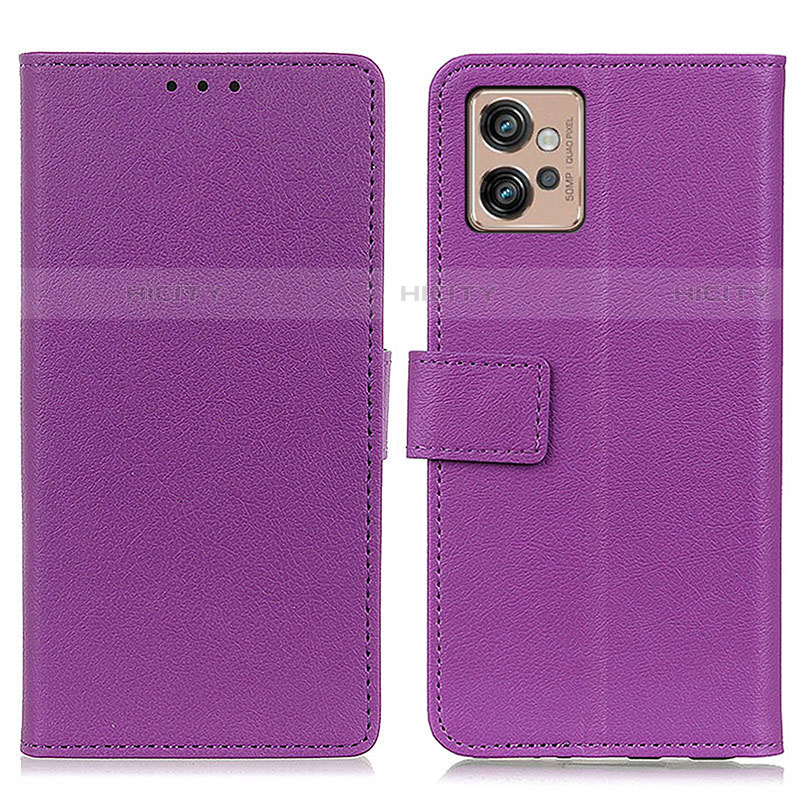 Coque Portefeuille Livre Cuir Etui Clapet M08L pour Motorola Moto G32 Violet Plus