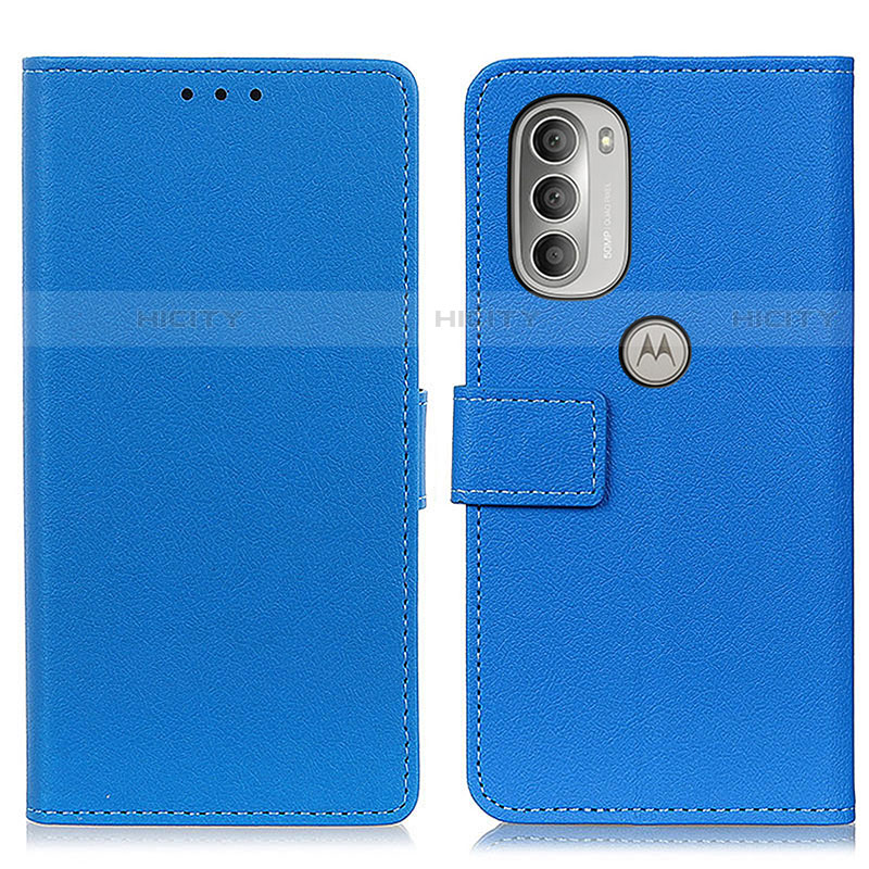 Coque Portefeuille Livre Cuir Etui Clapet M08L pour Motorola Moto G51 5G Bleu Plus