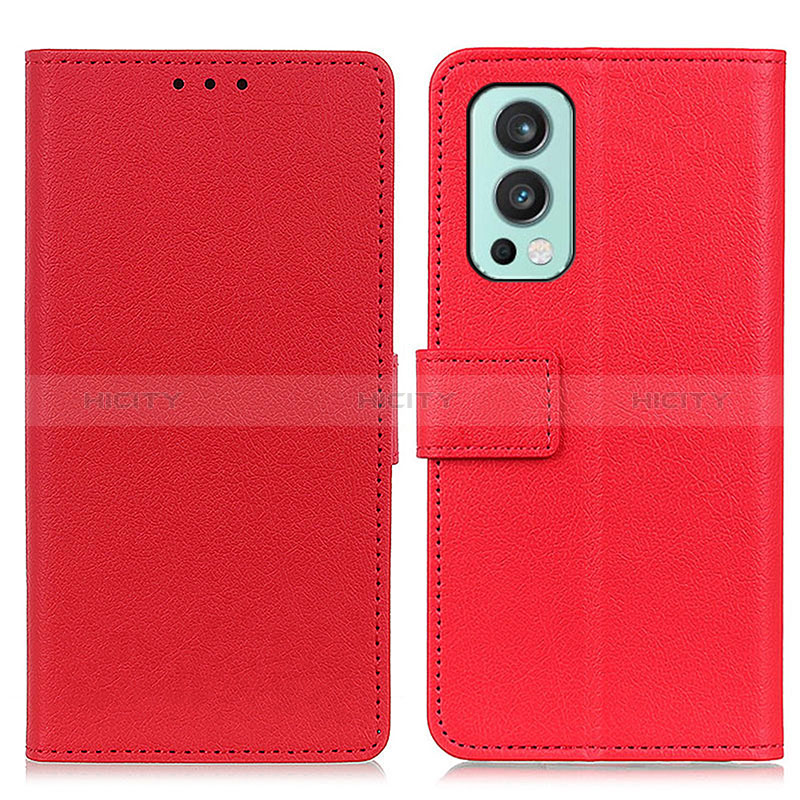 Coque Portefeuille Livre Cuir Etui Clapet M08L pour OnePlus Nord 2 5G Rouge Plus