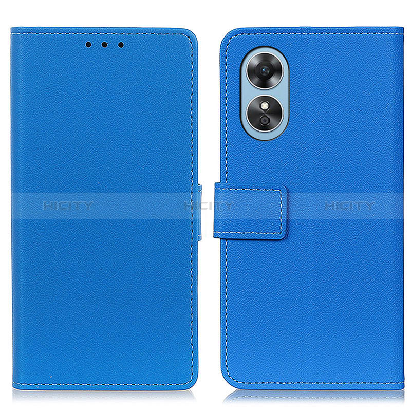 Coque Portefeuille Livre Cuir Etui Clapet M08L pour Oppo A17 Bleu Plus