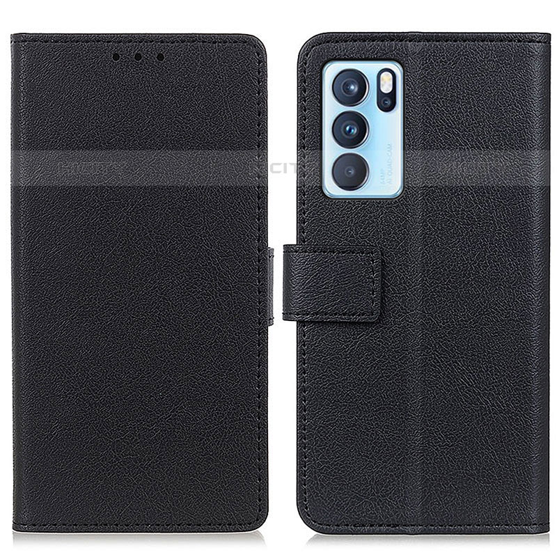 Coque Portefeuille Livre Cuir Etui Clapet M08L pour Oppo Reno6 Pro 5G India Noir Plus