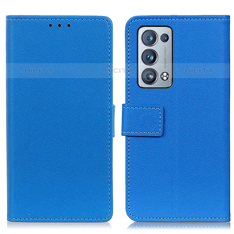 Coque Portefeuille Livre Cuir Etui Clapet M08L pour Oppo Reno6 Pro+ Plus 5G Bleu Plus