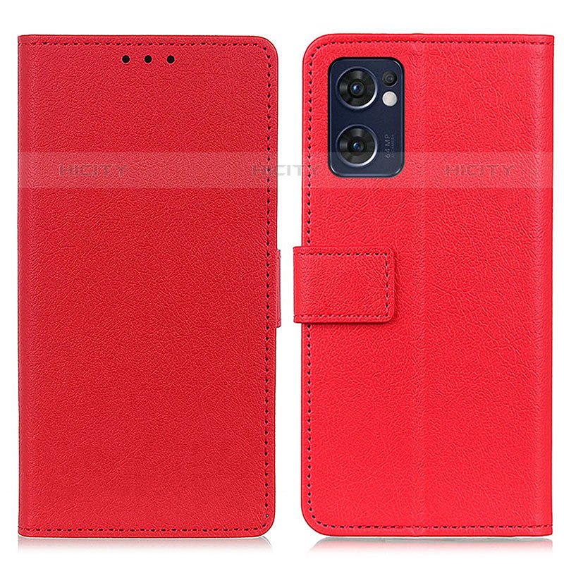 Coque Portefeuille Livre Cuir Etui Clapet M08L pour Oppo Reno7 5G Rouge Plus