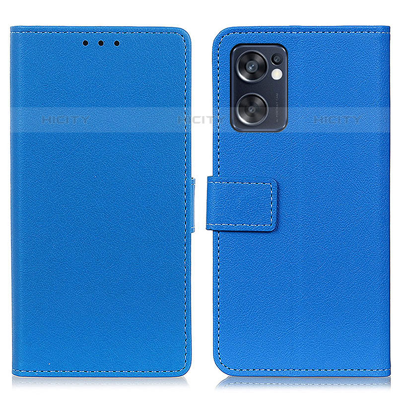 Coque Portefeuille Livre Cuir Etui Clapet M08L pour Oppo Reno7 SE 5G Bleu Plus