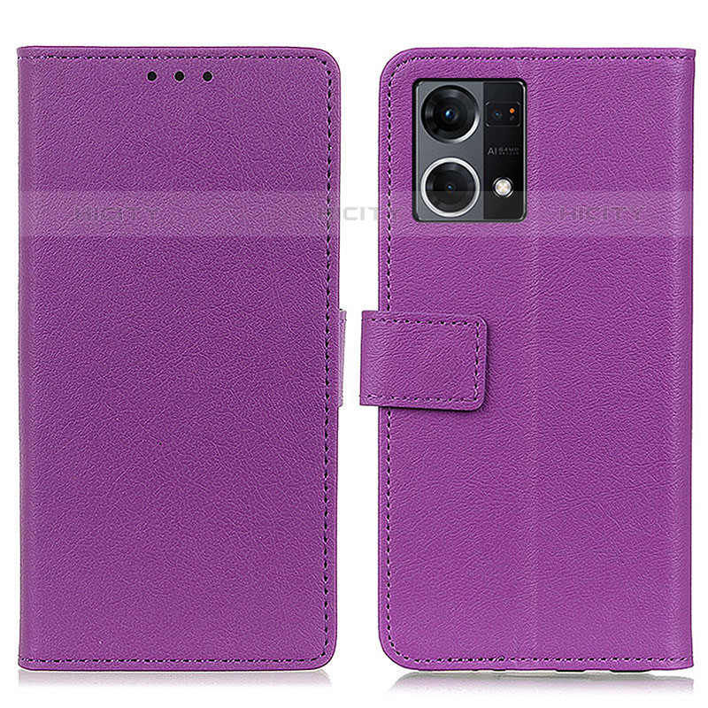 Coque Portefeuille Livre Cuir Etui Clapet M08L pour Oppo Reno8 4G Violet Plus