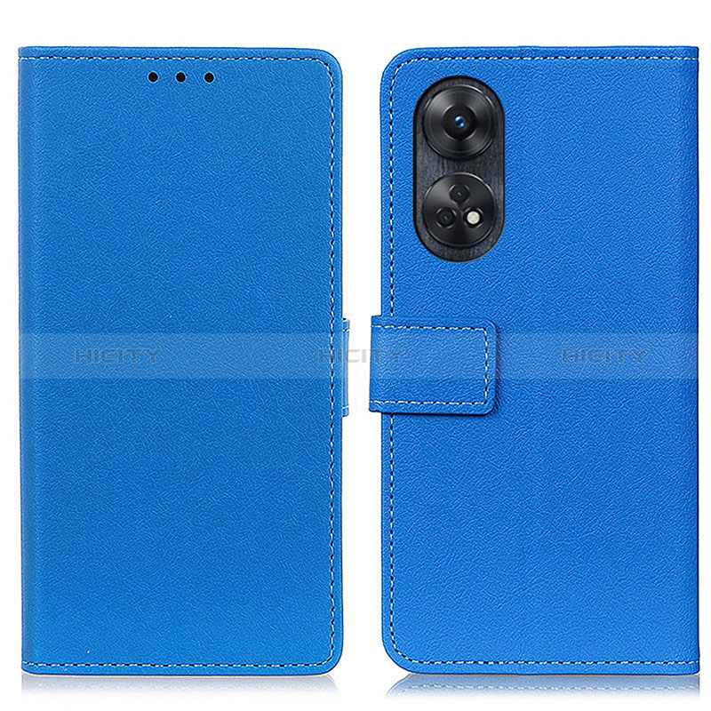 Coque Portefeuille Livre Cuir Etui Clapet M08L pour Oppo Reno8 T 4G Bleu Plus