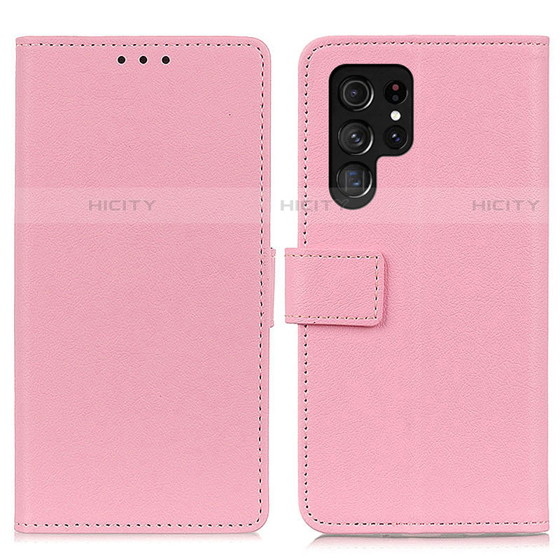 Coque Portefeuille Livre Cuir Etui Clapet M08L pour Samsung Galaxy S22 Ultra 5G Rose Plus