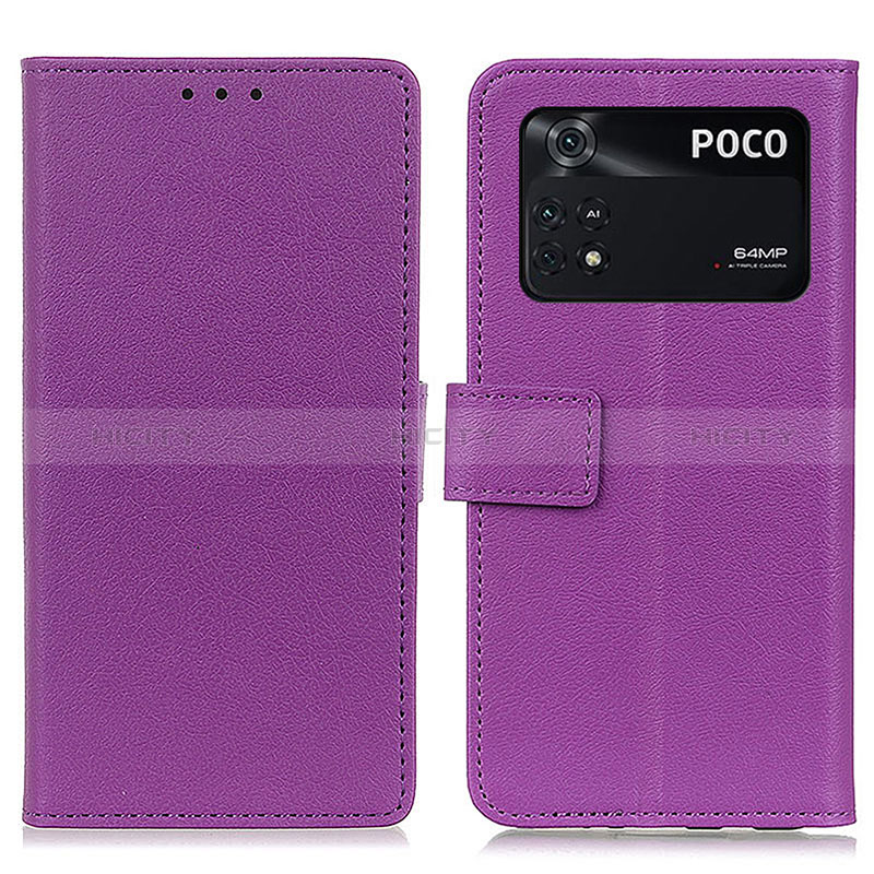 Coque Portefeuille Livre Cuir Etui Clapet M08L pour Xiaomi Poco M4 Pro 4G Violet Plus