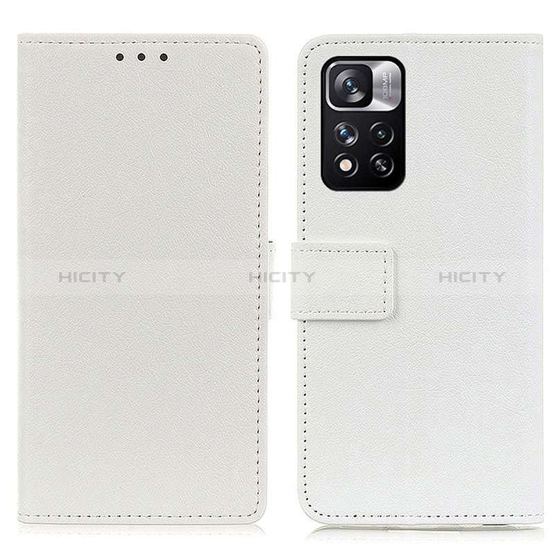 Coque Portefeuille Livre Cuir Etui Clapet M08L pour Xiaomi Redmi Note 11 Pro+ Plus 5G Blanc Plus