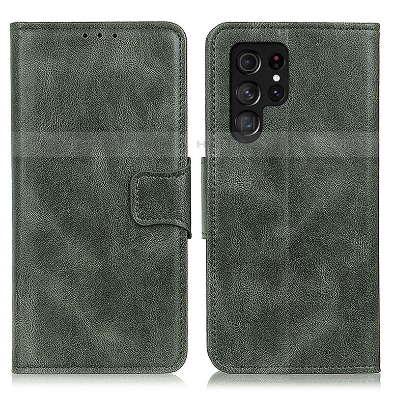 Coque Portefeuille Livre Cuir Etui Clapet M09L pour Samsung Galaxy S22 Ultra 5G Vert Plus