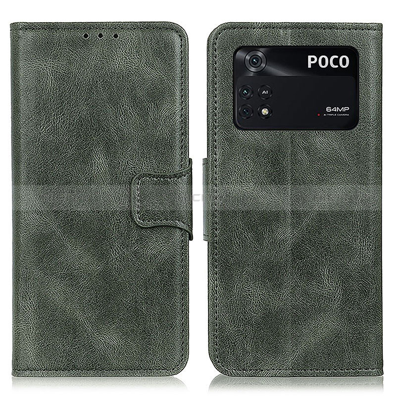 Coque Portefeuille Livre Cuir Etui Clapet M09L pour Xiaomi Poco M4 Pro 4G Vert Plus