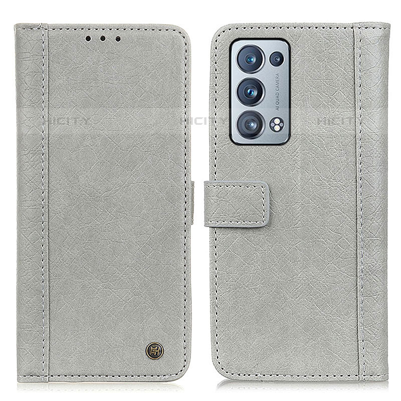 Coque Portefeuille Livre Cuir Etui Clapet M10L pour Oppo Reno6 Pro+ Plus 5G Gris Plus