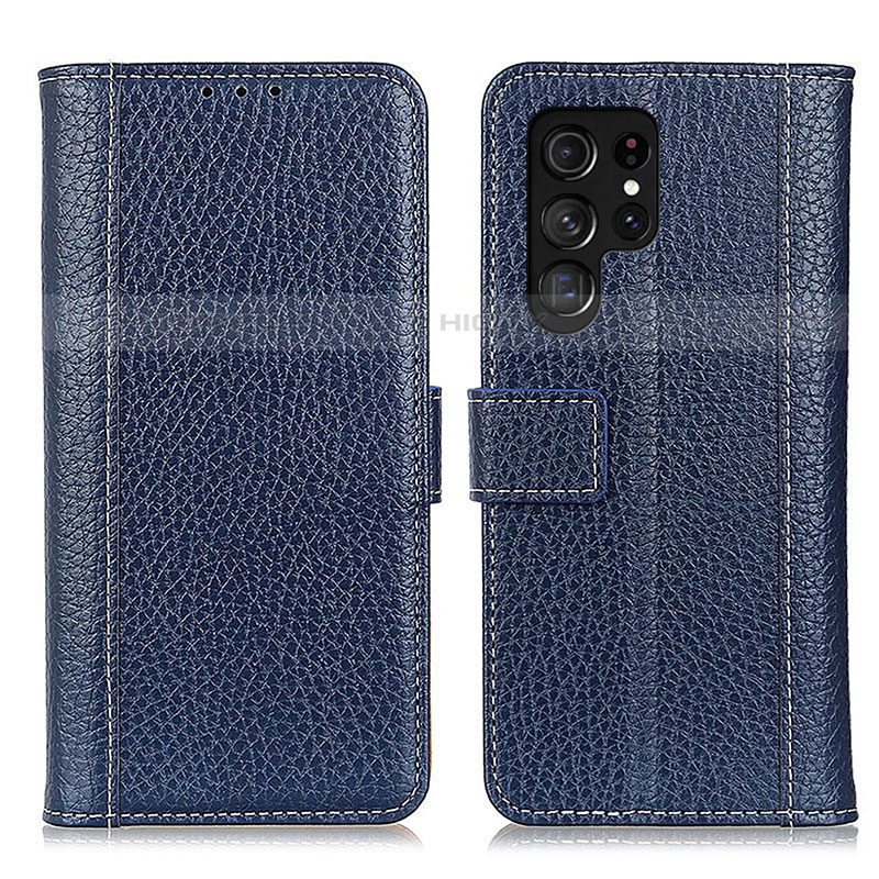 Coque Portefeuille Livre Cuir Etui Clapet M10L pour Samsung Galaxy S23 Ultra 5G Bleu Plus