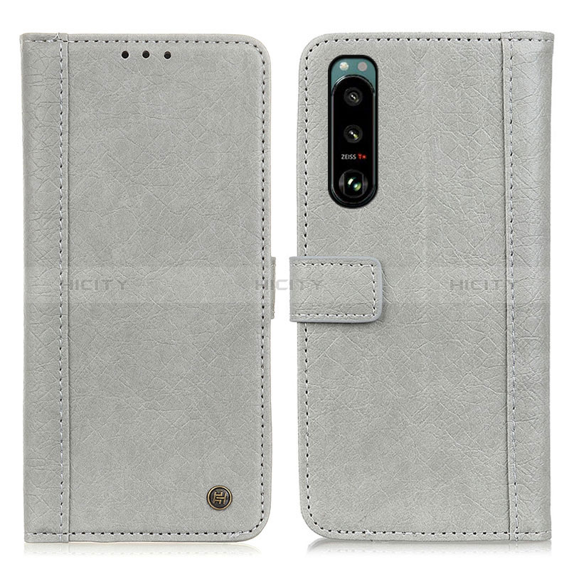 Coque Portefeuille Livre Cuir Etui Clapet M10L pour Sony Xperia 5 III SO-53B Gris Plus