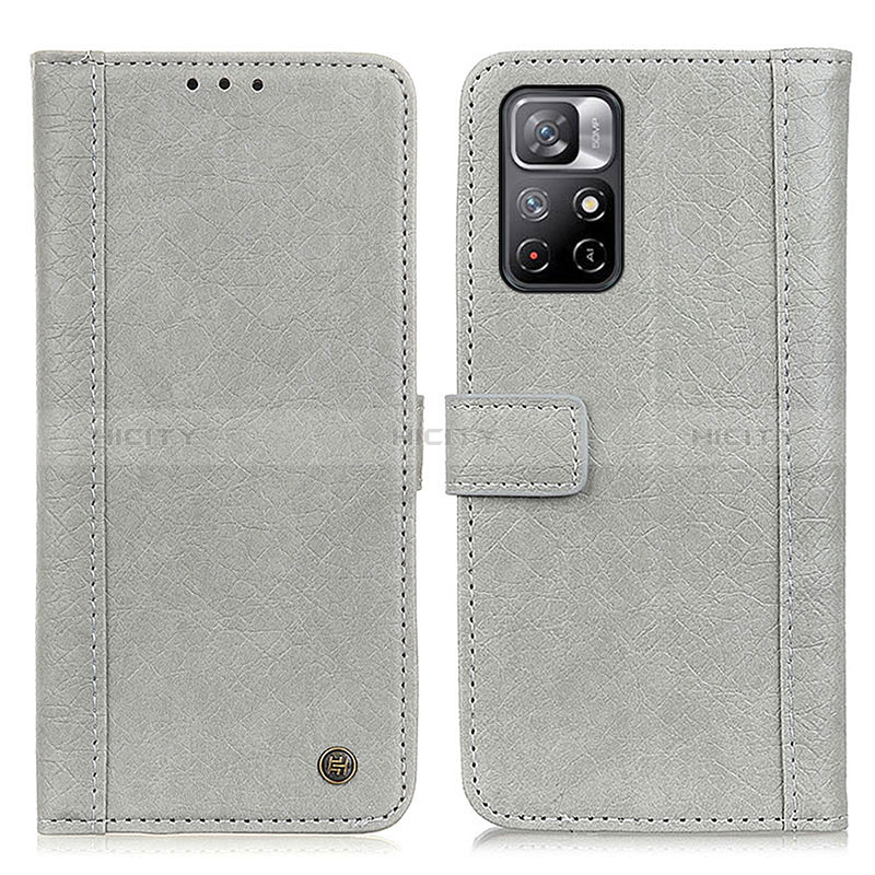 Coque Portefeuille Livre Cuir Etui Clapet M10L pour Xiaomi Poco M4 Pro 5G Gris Plus