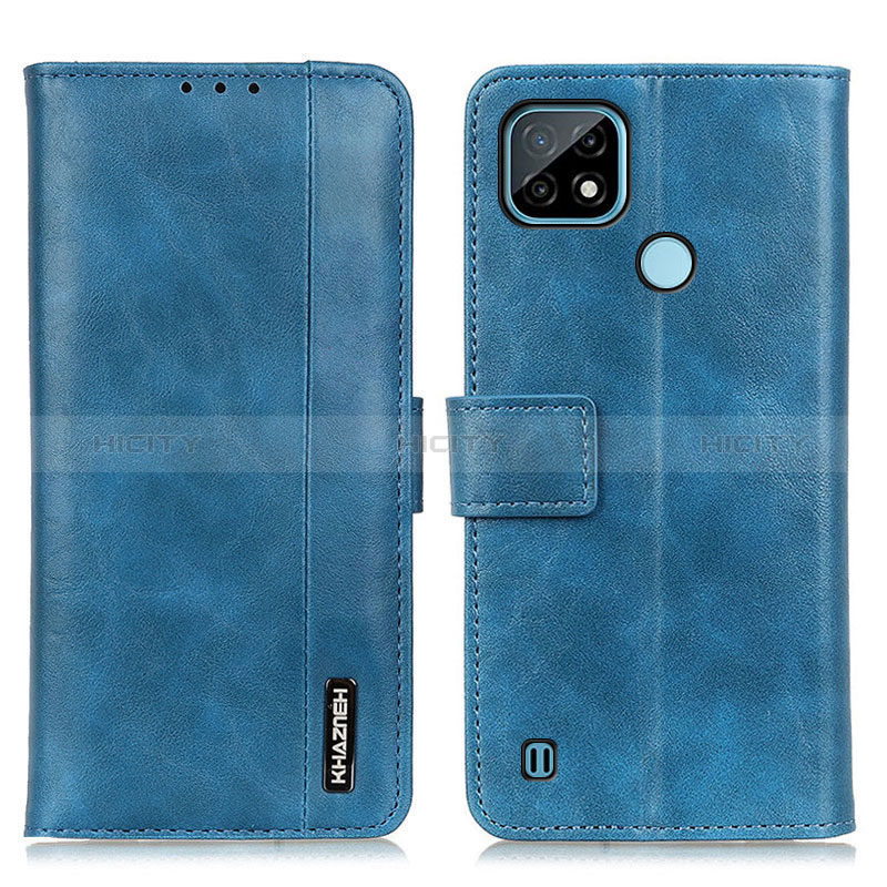 Coque Portefeuille Livre Cuir Etui Clapet M11L pour Realme C21 Bleu Plus