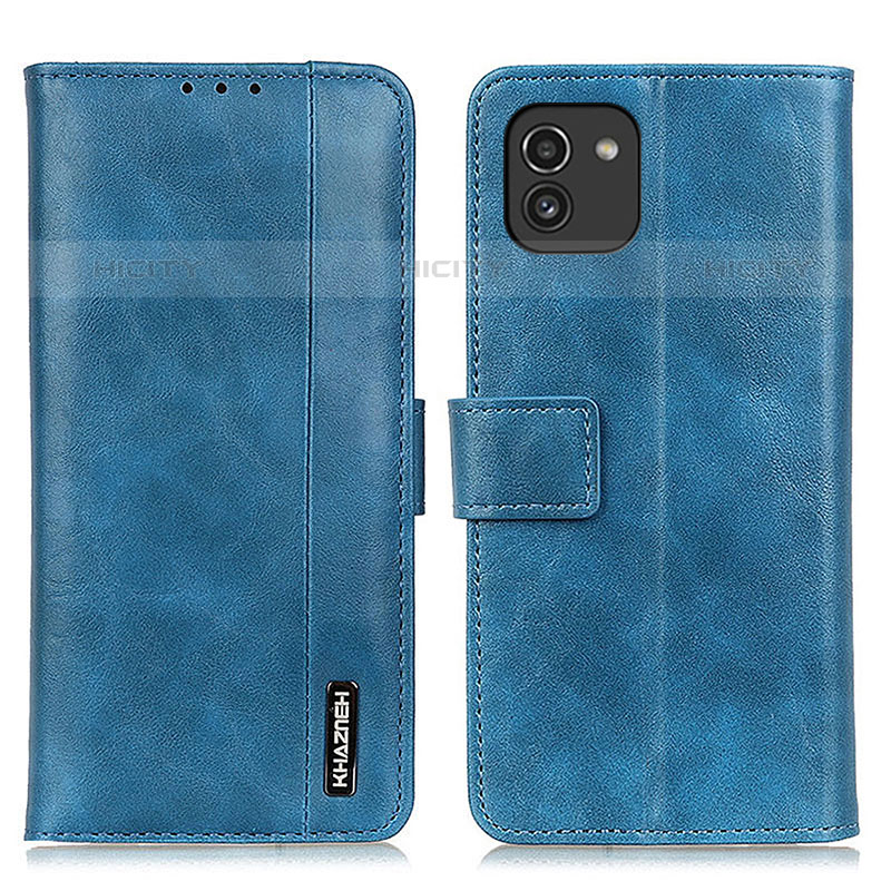 Coque Portefeuille Livre Cuir Etui Clapet M11L pour Samsung Galaxy A03 Bleu Plus